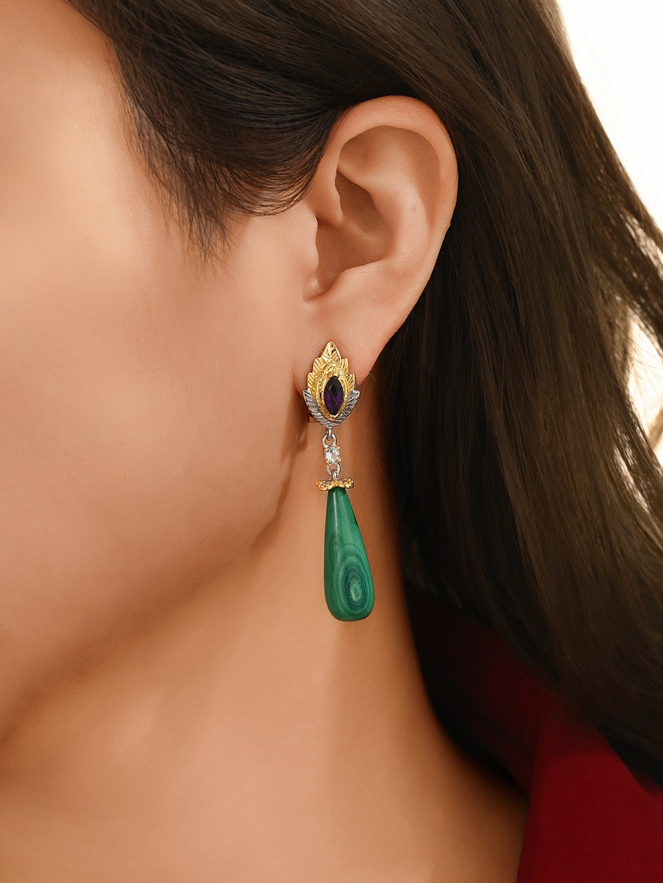 Verdant Oasis Gemstone Dangle Earrings