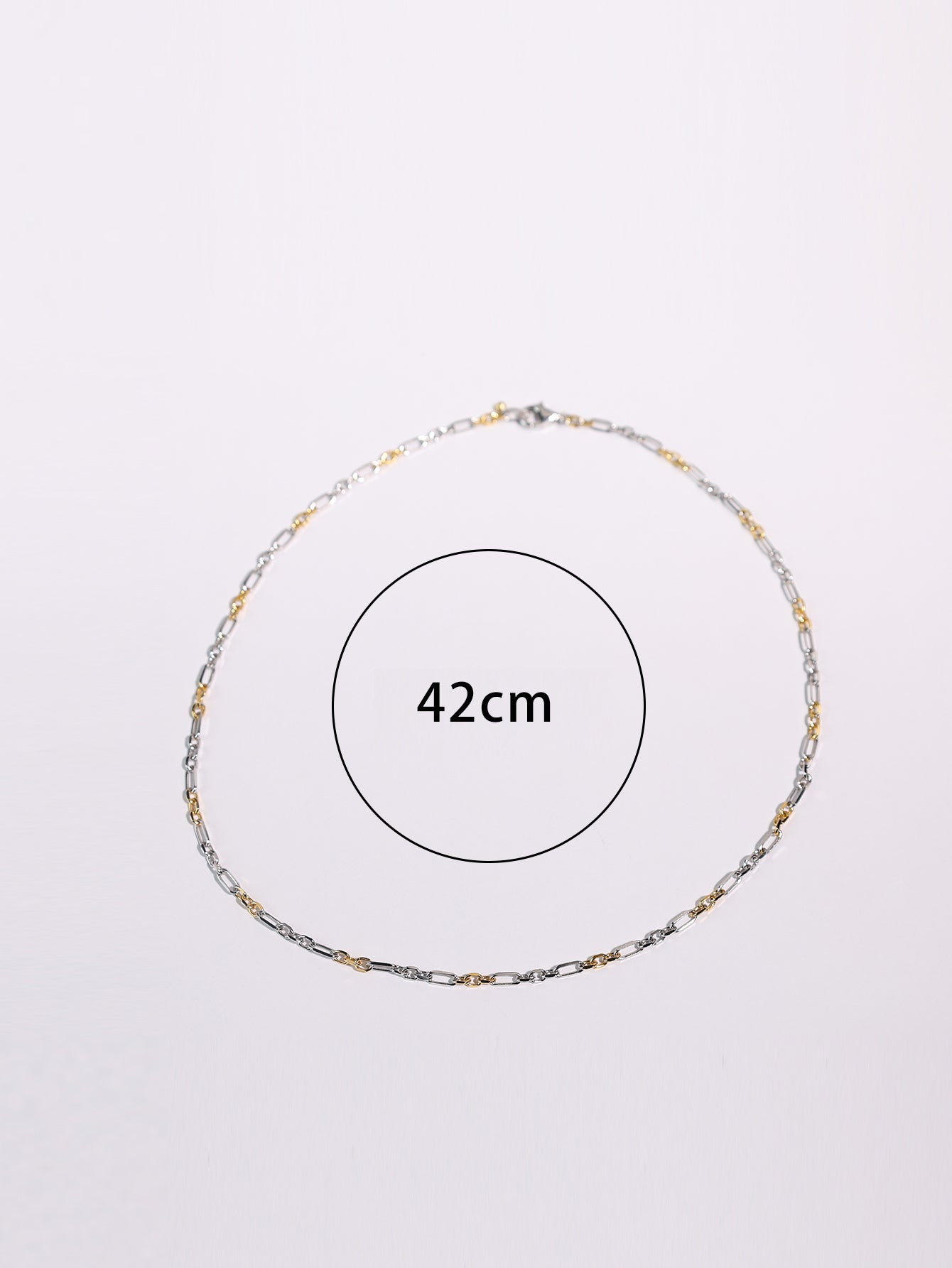 Elegant Duality: Two - Tone Silver Link Necklace