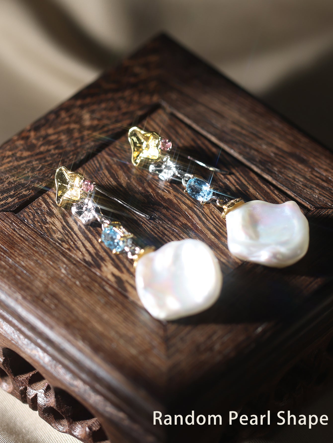 Mystic Bloom・Baroque Pearl & Topaz Earrings